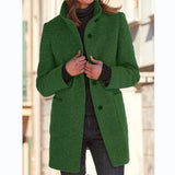 Autumn And Winter Retro Button-Collar Hair Coat Women's
