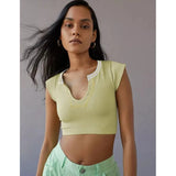 Crop Top 2023 Summer Women Vest Striped V Neck Sleeveless Knitted Tanks y2k Tees 2000s Aesthetic Clothes