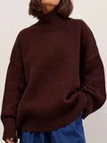 Purple Sweater Women Oversize Pullovers Solid Casual Turtleneck Sweaters Autumn Spring Ladies Jumpers Sweaters For