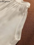 Temperament Ladies Tops Summer Chiffon Women Blouses O-neck Sleeveless White Shirts 2023 Blusas De Mujer Fashion Korean