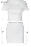 Two Piece Sets Womens Outfits T Shirt Crop Top And Mini Skirt Suit Streetwear Club Party Fit Slim Y2K Fashion Ladies