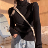 2022 Autumn Candy Colors Tops Slim Women Pullover Knitted Sweater Jumper Soft Warm Jumper Basic Turtleneck Women