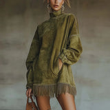 2025 Fashion Button Folded Velvet Long-Sleeved Shirt
