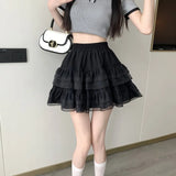 Cake A-Dress Women's Summer Korean Edition 2025 New High Waist Slim White Net Canopy