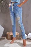 Frayed Drawstring Waist