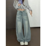Blue High Street Design Loose Broad Leg Pants Women Lazy Wind Hip Hops Fatmm Straight