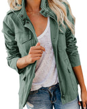Women Zipper Jacket Autumn Female Outerwear Long Sleeve Casual Streetwear Coat Windbreaker Anorak Stand Collar Military