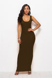 Elegant Women Sexy Dress O-Neck Sleeveless Slim Maxi Dress High Stretch Tank Robe Spring Summer Thin Long Dress