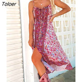 Sleeveless Sexy Strap Summer Dress Women A-Line Midi Dresses Female Long Boho Dress Casual Ladies Party Beach