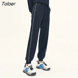 Women Fleece Sweatpants 2022 Winter Elastic Waist Straight Long Trousers Apricot Navy Warm Casual Sport
