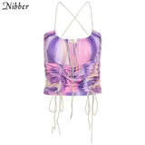 summer sexy low cut Graphics tees tassel crop tops women camisole 2020 casual club street wear tank top sweet vest