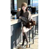 Korean New Lazy Style Retro Knitted On The Female Leopard Dress Autumn And Winter Fashion