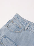 Fashion Women's Cotton Jeans High Waist Loose Long Straight Pocket Wide Leg Blue Denim Pants Spring 2023 Trend New