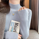 Casual Half Turtleneck Sweater Women Pullover Elegant Long Sleeve Knit Tops New Autumn Winter Basic Jumper Clothes