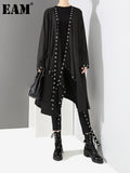Loose Fit Black Hollow Out Ribbon Pleated Big Size Jacket New V-collar Long Sleeve Women Coat Fashion Spring 2022