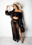 Toloer New Women's Casual Netted Fram Beach Dress 2 Sets-Outfit