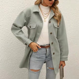 PUWD Casual Woman Loose Sashes Woolen Shirt Coat 2021 Spring Autumn Fashion Ladies Soft Warm Jacket Female Elegant