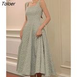 Summer Women Vintage Elegant Party Sleeveless Midi Dress Lady Evening Party A Line Fashion Prom Female Clothing