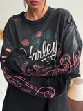 Cut To Make Old Print Women's Rose Letter Print Street Cool Lazy Slack Feel