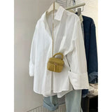 Blue Shirt Coat Women Spring And Autumn Loose Design Small Casual Folding Long-Sleeved
