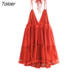 V Neck Bandage Tie Backless Sexy Mini Dress 2023 Summer Women Strap Dresses Boho Casual Beach Dress Female