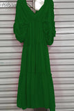 Ruched Midi Dresses For Female V Neck Batwing Sleeve High Waist Loose Summer dress women 2023 Fashion Clothes Style