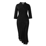 Women's Spring Elegant OL Fashion Long Sleeve Blouse Lace-Up Dress Two-Set African