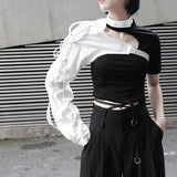Women One-sided Long-sleeved Accessories Irregular Personality Blouse New Lapel Shirt Fashion Spring Summer 2023