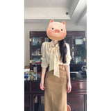 Complete Set Of Unique And Beautiful High-Rise Half-Sleety Skirt French Shirt Two