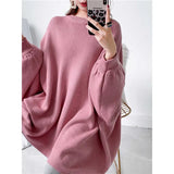 Big Size Gray Knitting Sweater Loose Fit Round Neck Long Sleeve Women Pullovers New Fashion Autumn Winter 2022