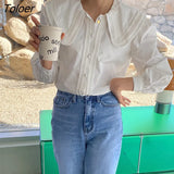Puff Long Sleeve Women's White Shirt Turn-Down Collar Loose Woman Blouses Tops Spring New OL Office Shirt Blusas