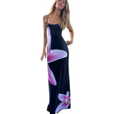 Toloer Women's Summer 2024 New Sexy Slip Print Bag Hip Slit Dress Women's Beach Dress-Outfit