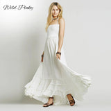 2021 Beach Dress Sexy Strapless Dresses Boho Holiday Summer Long Backless Cotton Ruffles Women Party Dress