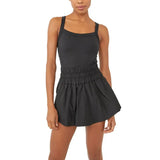 Women Tennis Dress Summer Casual Solid Color Sleeveless Open Back Athletic Mini Dresses with Pockets Sports Workout Golf