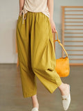 Summer Women's Capri Pants Oversize High Waist Calf-Length Loose Trousers Casual Cotton Harem Pants for Women
