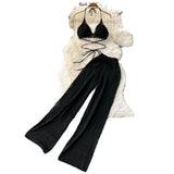 High-Rise Thin-Legged Trousers With Hanging Neck Short Top Two Spice Girl