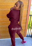 Casual Round Neck Long Sleeve Sweatshirt And Beaded Sweatpants 2 Piece