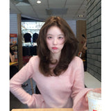 Wind Pure Desire To Cultivate Long-Sleeved Top Soft Pink Knitted Shirt Women 2025 Early Autumn