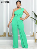 Shoulder Work Rompers Womens Jumpsuit Office Ladies Sleeveless High Waist Straight Overalls Elegant Backless Formal