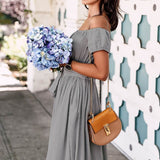 Celmia Bohemian Sexy Long Dress 2022 Summer Women Ruffles Maxi Beach Sundress Off Shoulder Short Sleeve Buttons Party