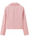 Tweed Buttoned Cropped Coat-Outfit