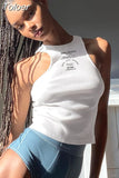 Letter Print Tank Top Summer Women Basic Cotton Vest Sports Fashion Streetwear Hot Outfits Female Cami Tops 2023