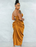Satin Irregular Ruched Strap Sexy Party