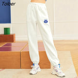 Women Sweatpants Autumn Winter Elastic Waist Joggers Trousers Matcha Green Fleece-Lined Chic Casual Sports Harem