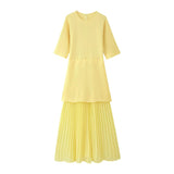 New Round-Neck Short-Sleeved Knitted Knitted Dress