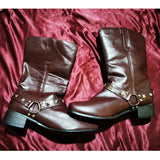 Men Cowboy Western Boots Fashion Flat Heel Shoes Low Heel Casual Mid Calf Tall Faux Leather Boots Square Toe