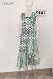 Fashion Women's Dress Embroidery Hollow Out Square Collar Sleeveless Irregular A Line Midi Dresses Summer 2023 New
