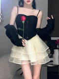 Summer Y2k Mini Dress Women Casual Design Bow Strap Dress Party Female Elegant Vintage One Piece Dress Korean Fashion