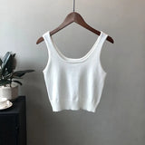 Knitted Crop Camis White Black Summer Casual Women Tank