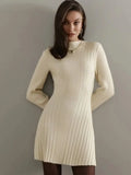 Half-Necked Dress Knitted Dress Spring 2025 Temperament Tweed A-Word